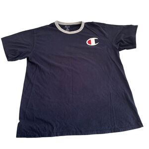 Champion Big "C" T-Shirt Men's Size 2XL Blue With Gray Trim Activewear Normcore